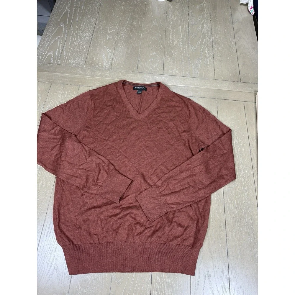 Banana Republic Sweater Mens Large Brown‎ V-Neck Old Money Classic